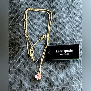 NWT Kate Spade Pink Spade Necklace with Gold Tone Chain